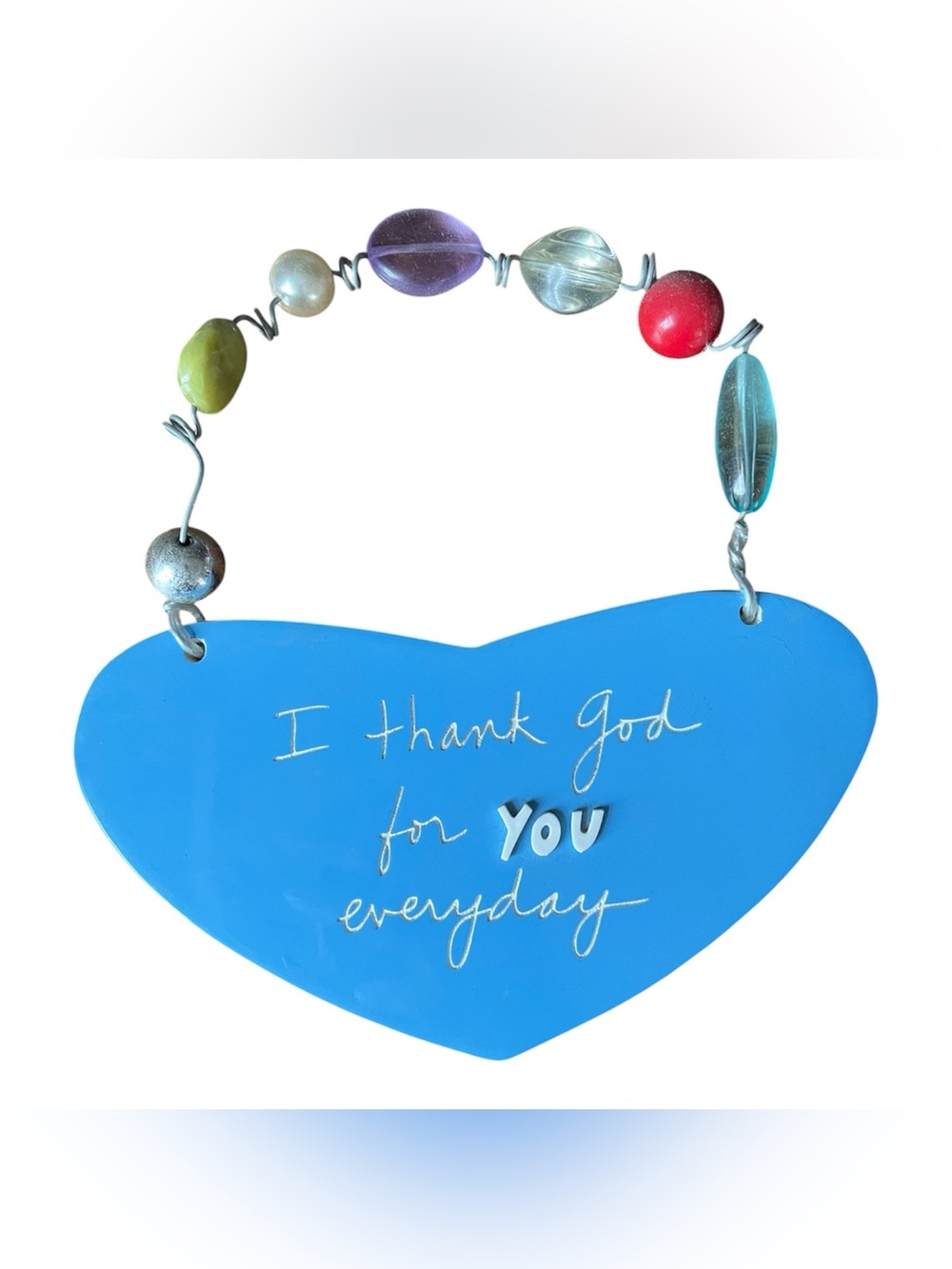 Blue Heart Wall Plaque - I Thank God For You Everyday